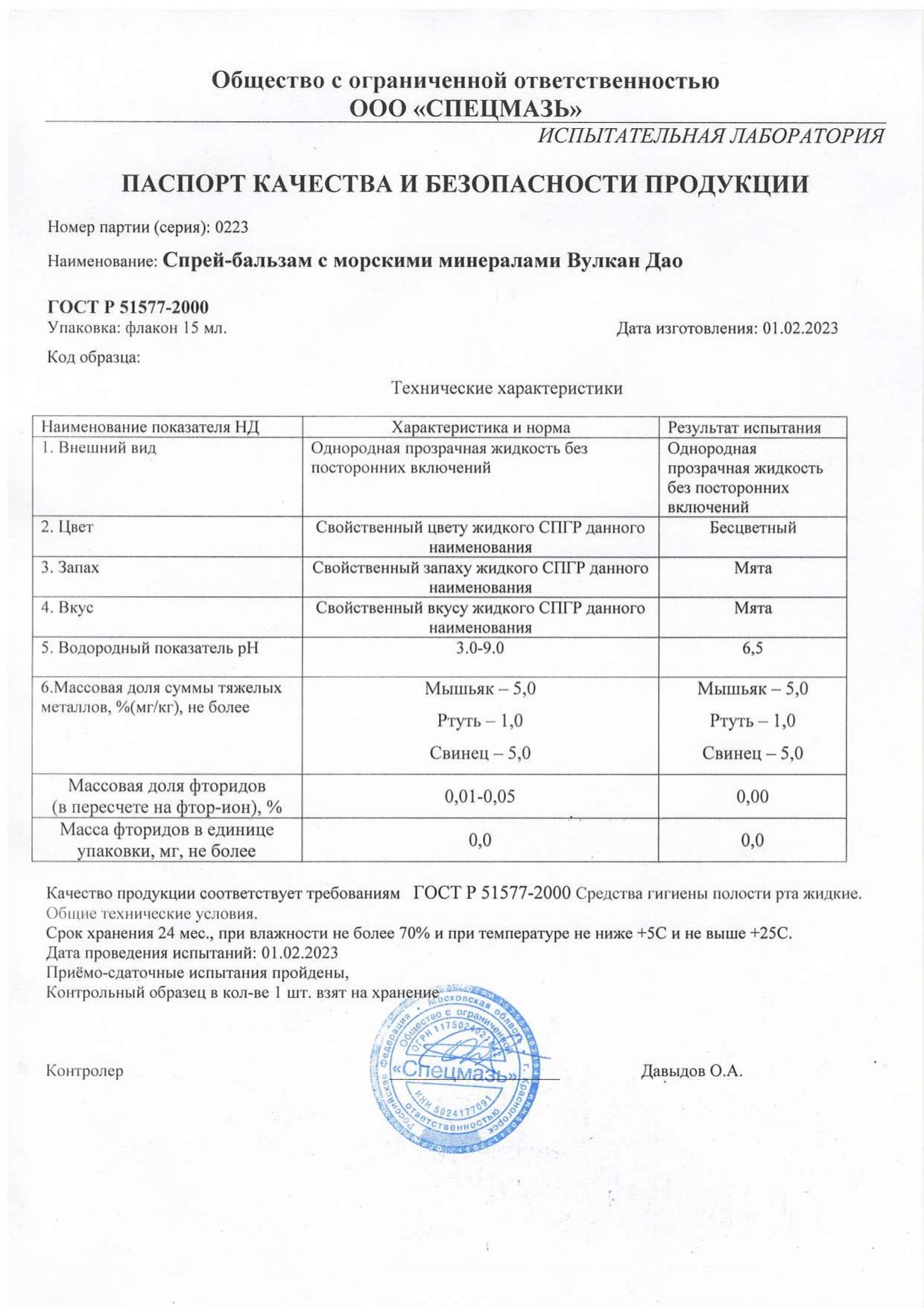 Паспорт №022023